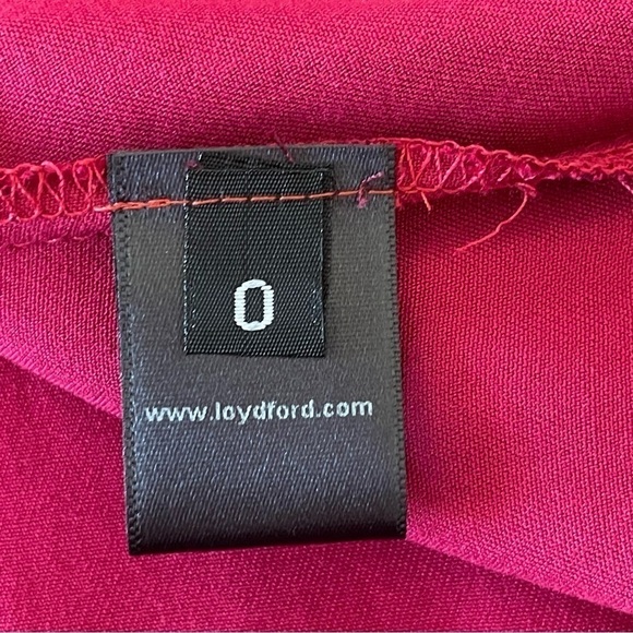 LOYD/FORD Flutter Sleeve Studded Ruffle Midi Wrap Dress Raspberry Red 0 / XS - Picture 13 of 14